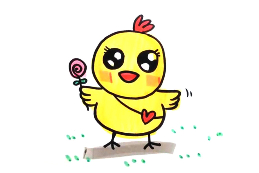 可爱的小鸡简笔画画法