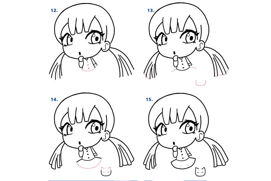 可爱的动漫小女孩简笔画画法步骤