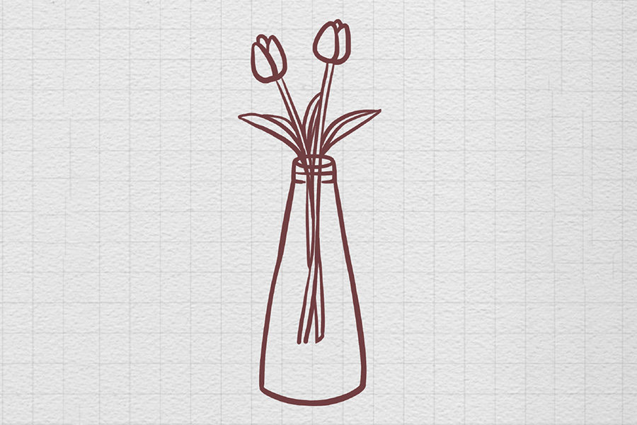 一瓶郁金香花瓶插花简笔画