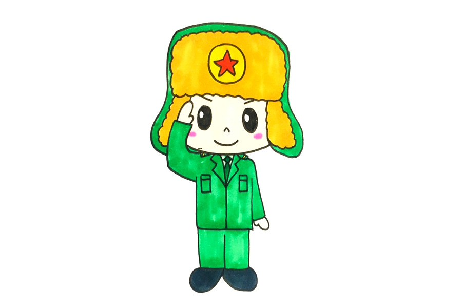 雷锋简笔画教程