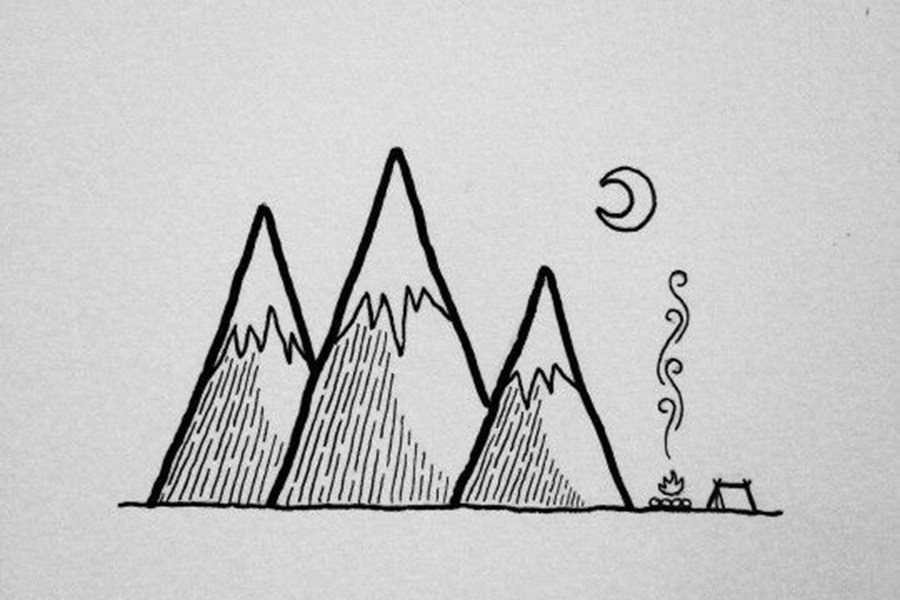 一组可爱的风景简笔手绘图片