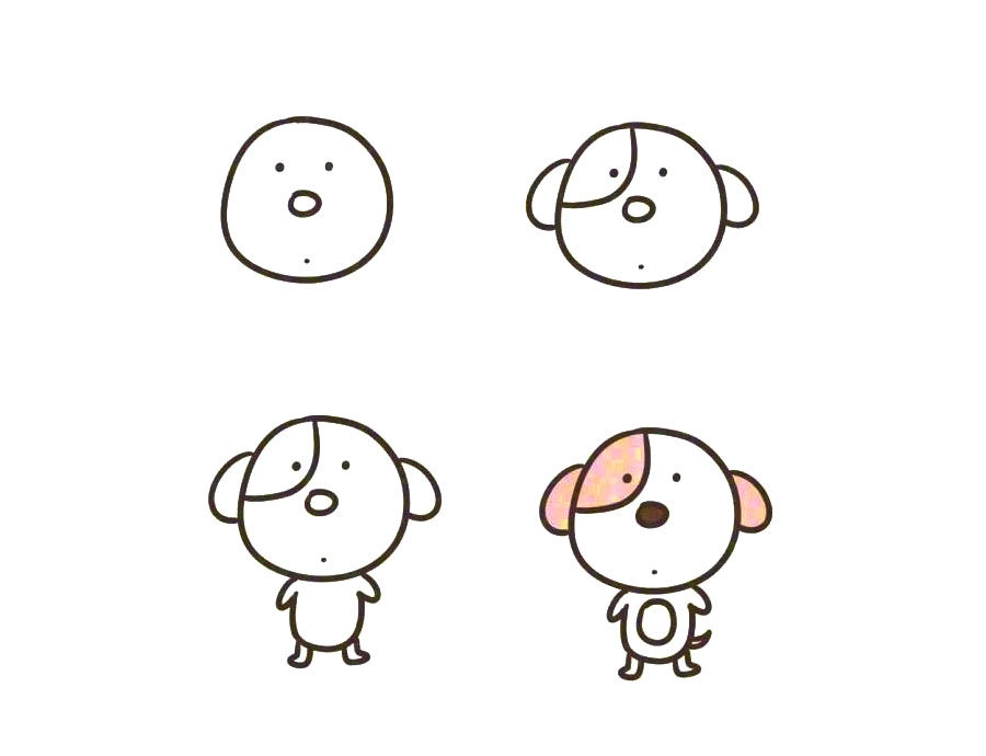 一组可爱的狗狗简笔画教程