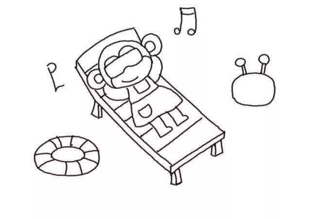 沙滩上的阳光 快乐假期简笔画