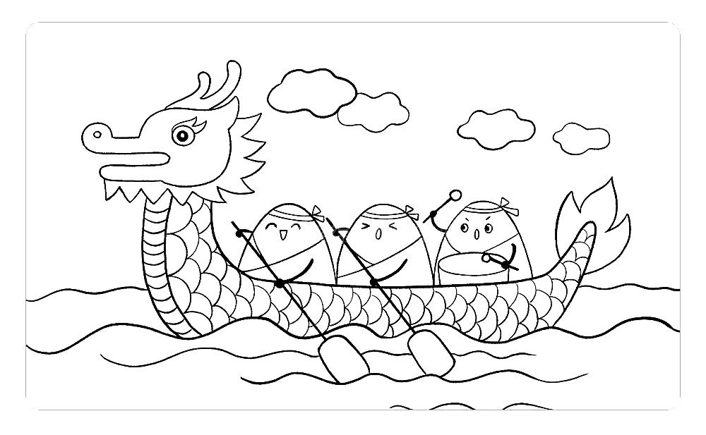 赛龙舟简笔画怎么画
