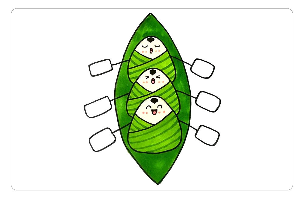 端午节赛龙舟 可爱的粽子简笔画教程