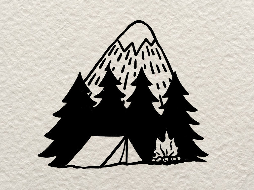 超简单的小山丘露营简笔画