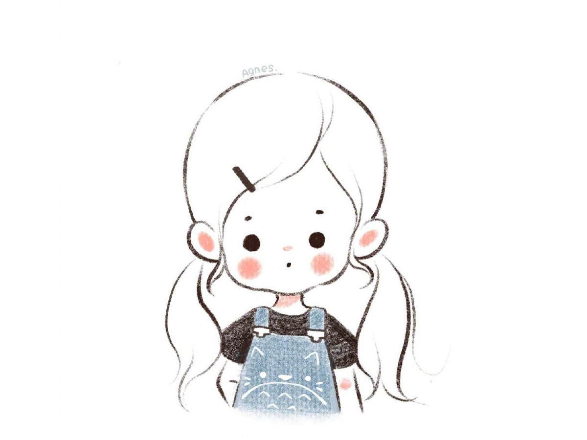 一组可爱的小女孩简笔画图片