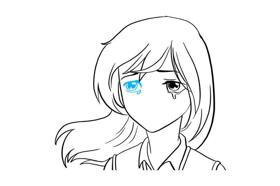 动漫版哭泣的小女孩怎么画