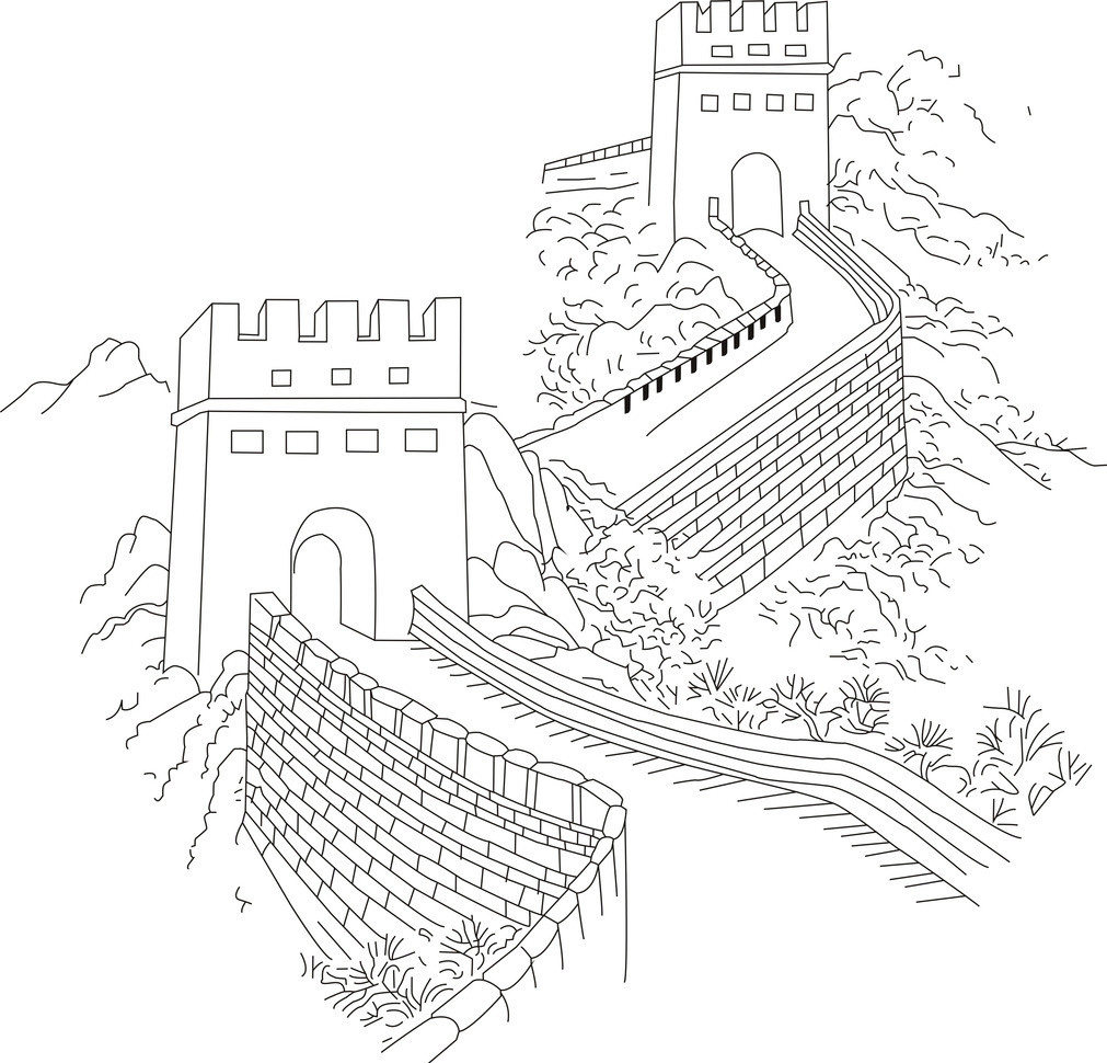 画长城的简笔画图片