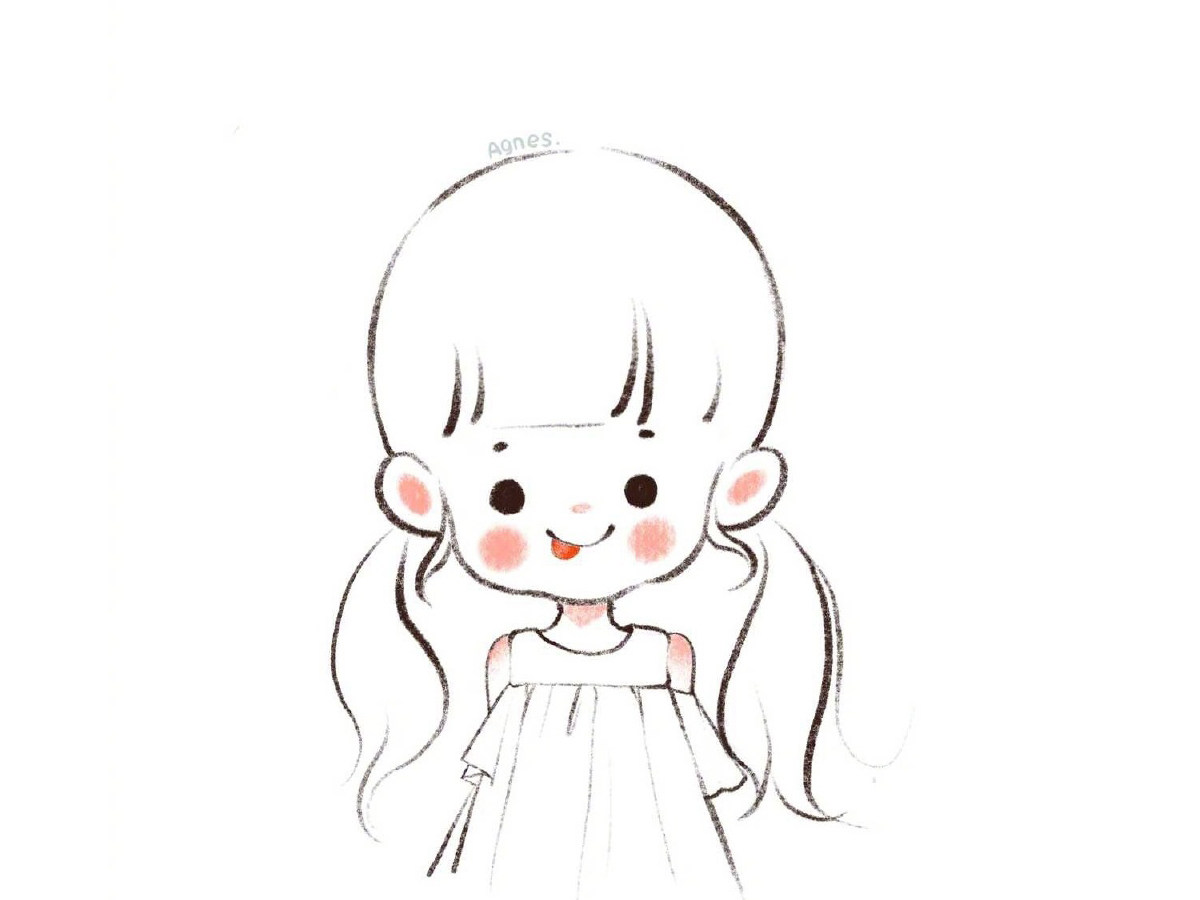 一组可爱的小女孩简笔画图片