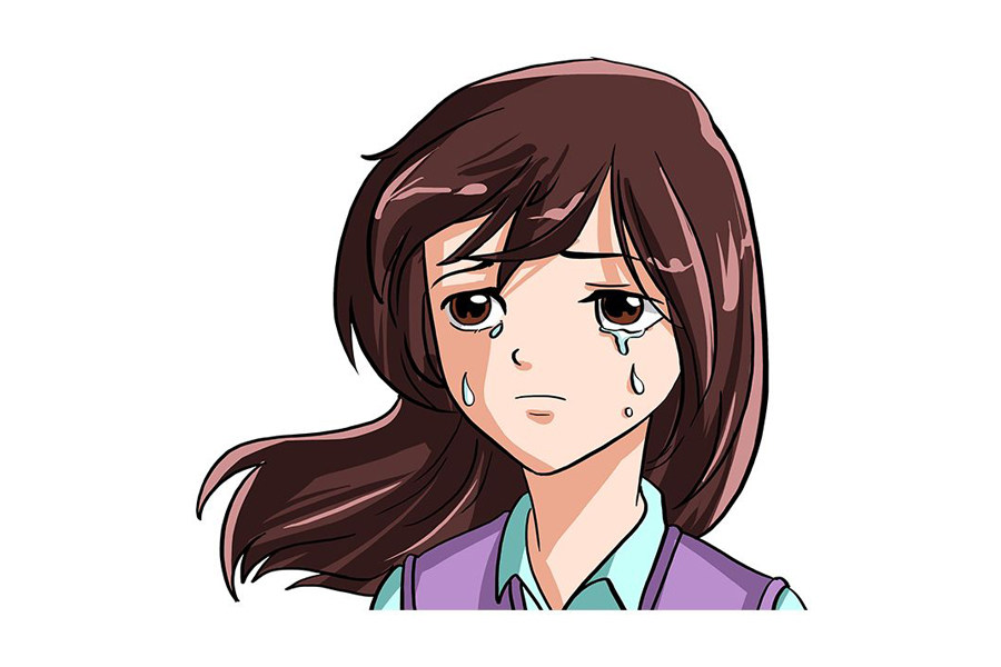动漫版哭泣的小女孩怎么画