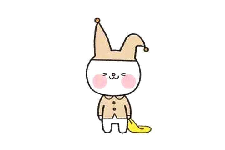 伪装成小丑的小猫简笔画步骤