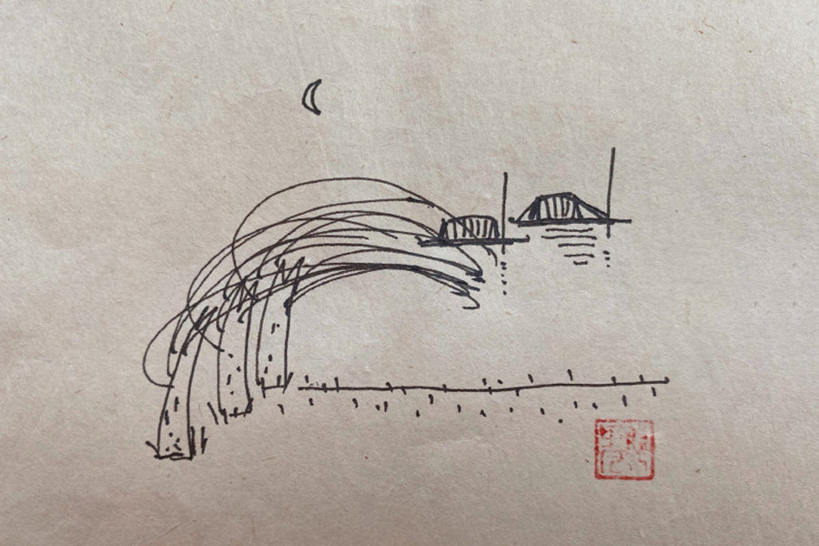 简单的山水风景简笔画图片