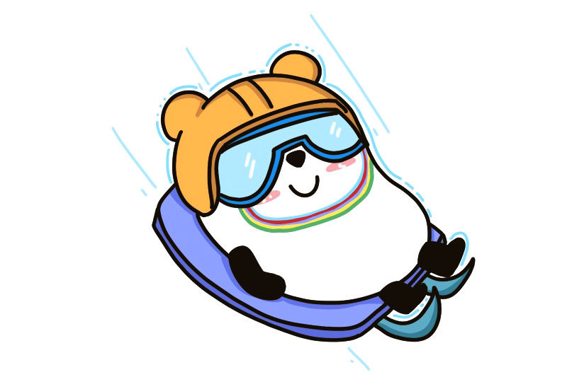 冰墩墩版冬奥会项目雪橇简笔画教程