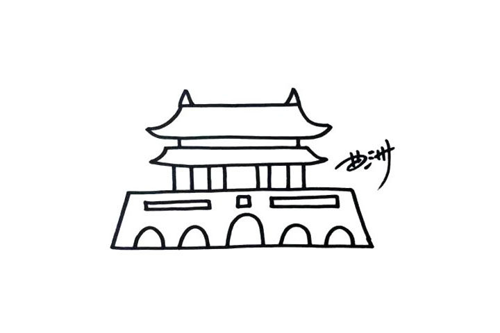 天安门简笔画画法步骤