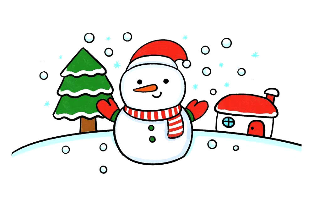 雪人雪景简笔画