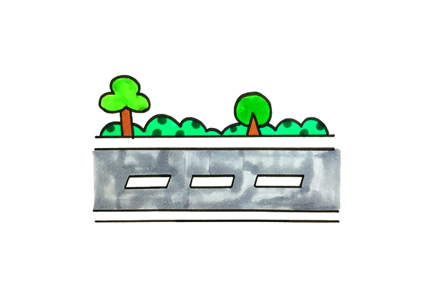 简单的马路风景怎么画