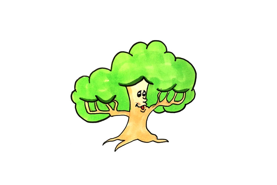漂亮可爱的大树简笔画步骤