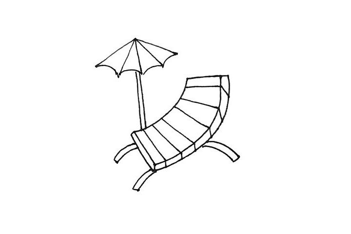 沙滩椅简笔画画法步骤