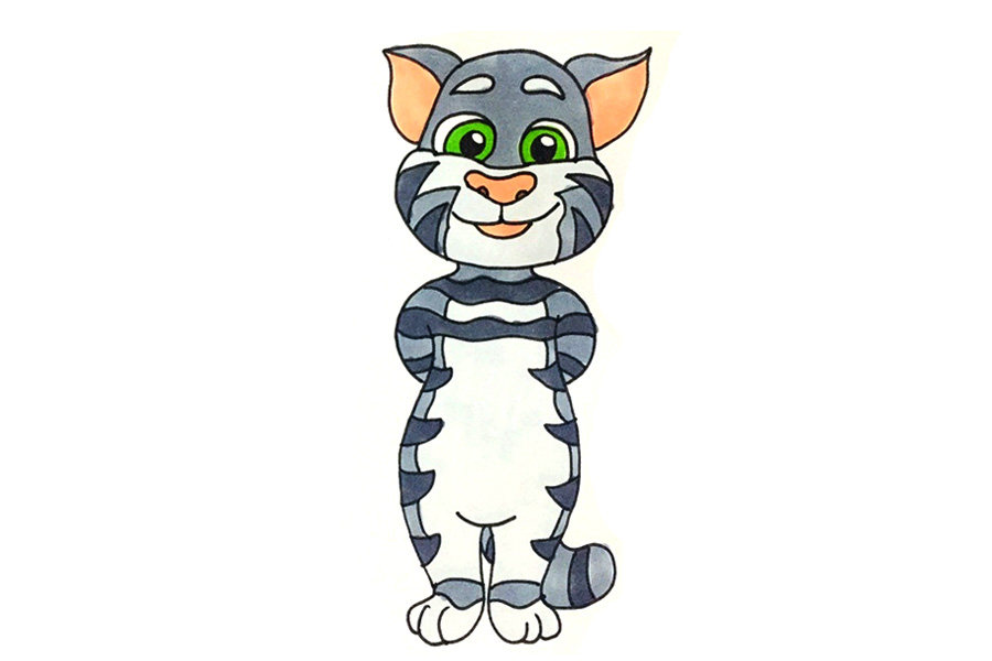 会说话的汤姆猫简笔画步骤