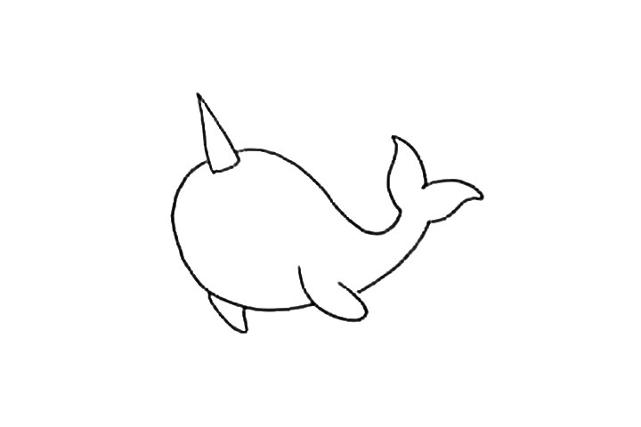 如何画可爱独角鲸简笔画
