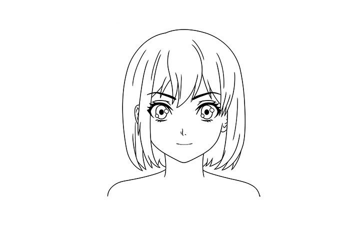 短发女孩漫画正面图怎么画