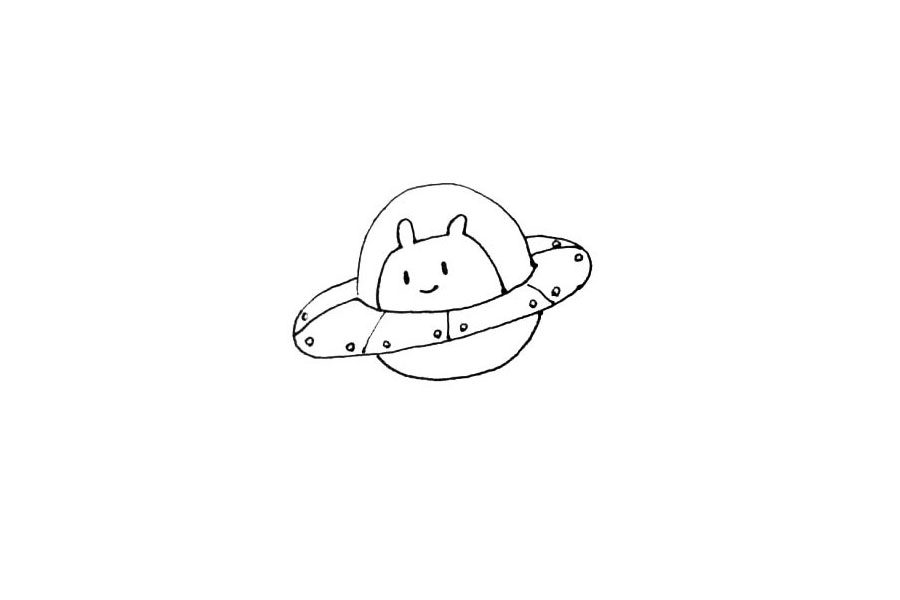 外星人UFO简笔画画法步骤