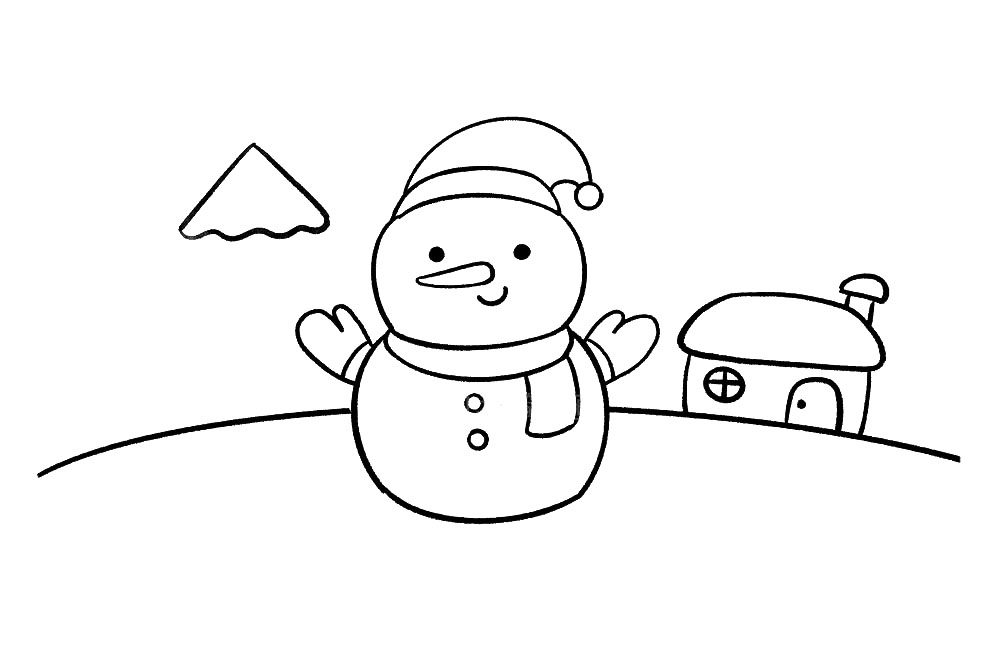 雪人雪景简笔画