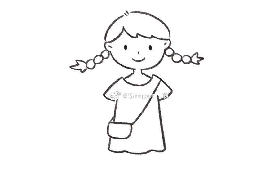 俏皮可爱的小女孩简笔画步骤