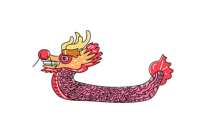 漂亮的端午节龙舟简笔画图片