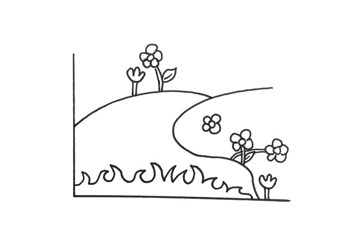 简单漂亮的草地景色怎么画