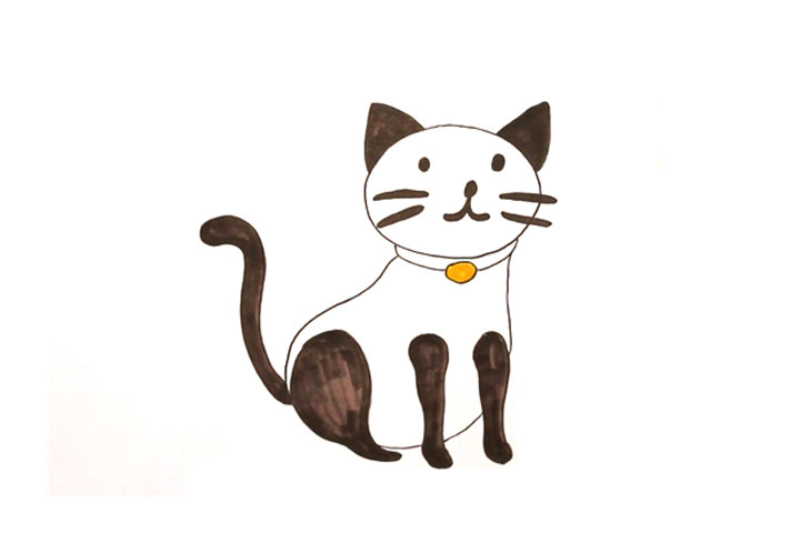 怎么画简单的小猫简笔画步骤