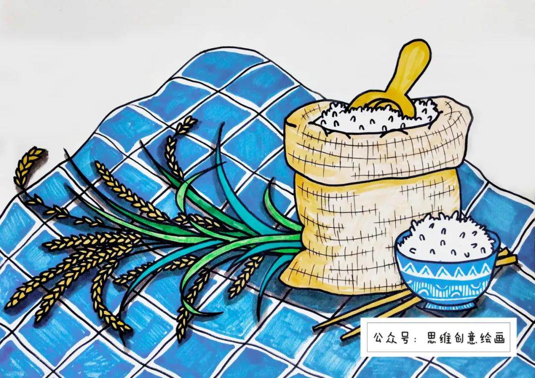 珍惜粮食简笔画步骤