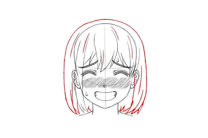 画短发女孩漫画-尴尬表情的画法