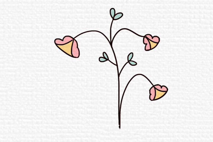 阳春三月漂亮的花朵简笔画图片