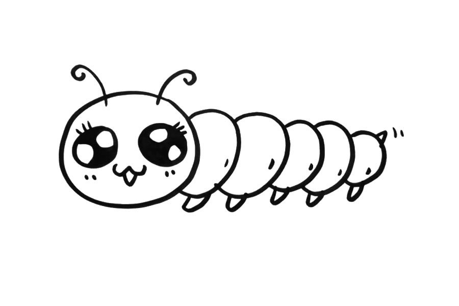 一步一步学画可爱毛毛虫简笔画画法
