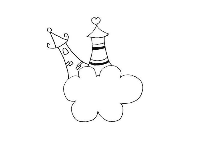 天空之城简笔画画法步骤