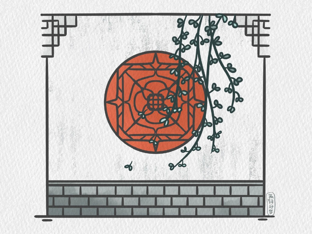 梦回江南 园林风景简笔画图片