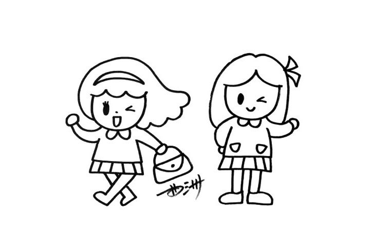 可爱时尚的女生简笔画画法步骤