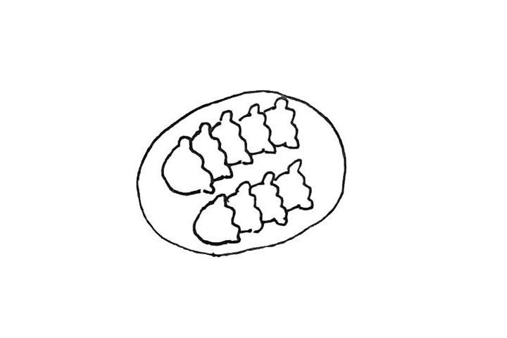 一盘饺子简笔画画法步骤