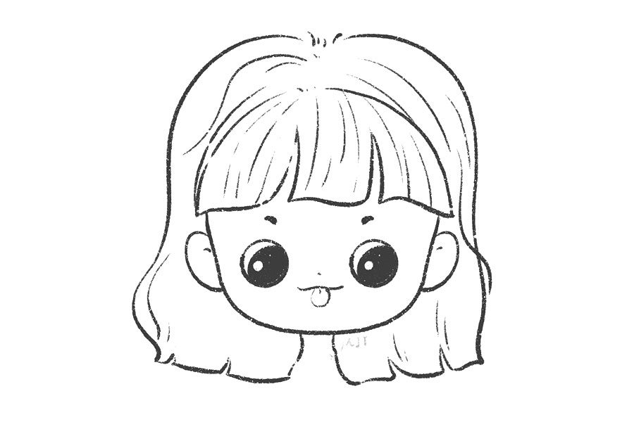 一组可爱的小女孩简笔画头像