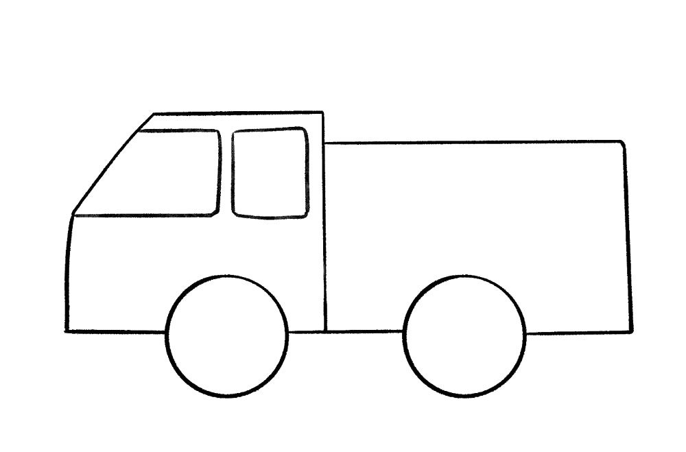 学画消防车简笔画