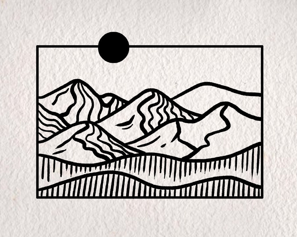 简单的山川风景简笔画教程