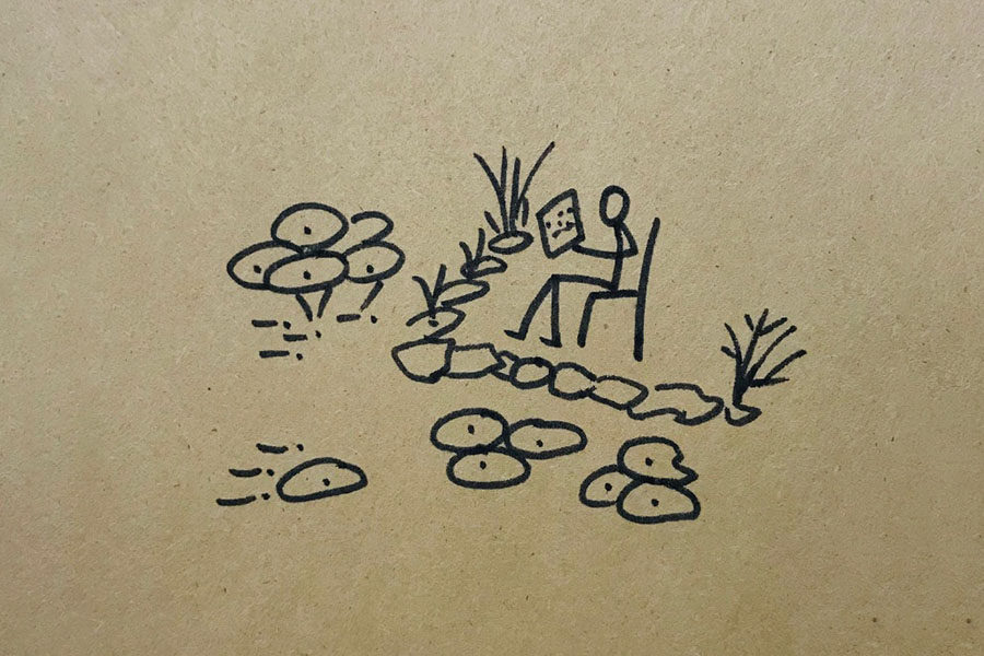 荷叶田田青照水 荷塘风景简笔画图片