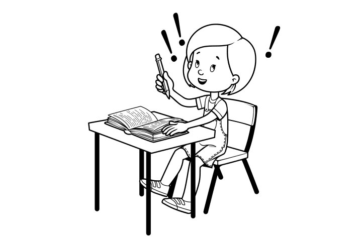认真读书学习的小学生简笔画