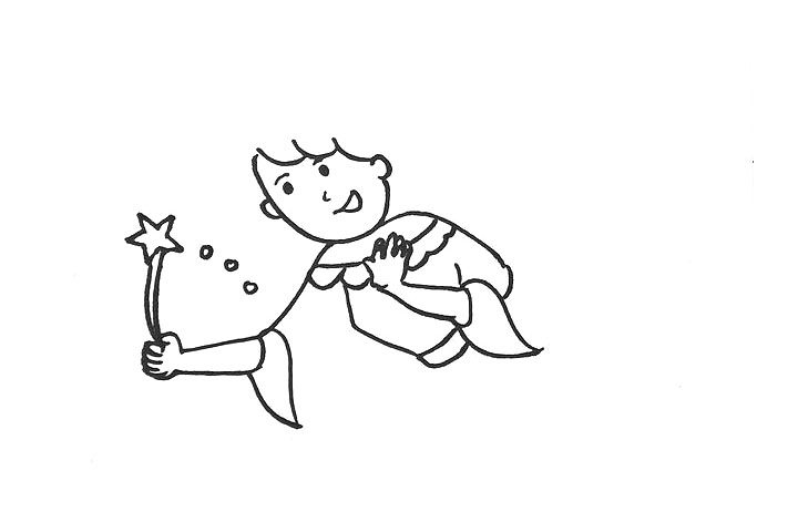 拿着魔法棒的树精灵简笔画