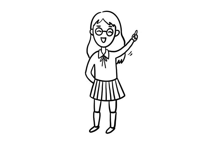 开心的小学生简笔画图片