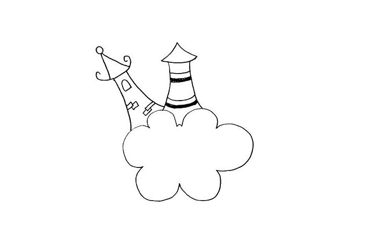 天空之城简笔画画法步骤
