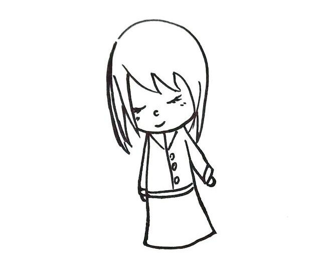 漂亮的小姑娘简笔画