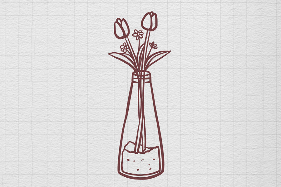 一瓶郁金香花瓶插花简笔画